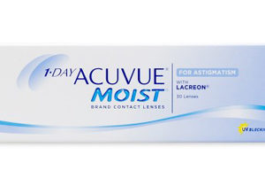 1 Day Acuvue Moist, lentes de contacto desechables para astigmatismo, caja con 30 lentes de contacto.