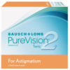 Pure Vision 2 Tórico, lentes de contacto para astigmatismo, caja con 6 lentes de contacto (3 pares).